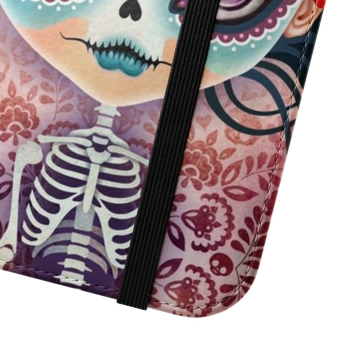 Amelia Calavera - Sugar Skull Flip Cover Phone Case - Close Up