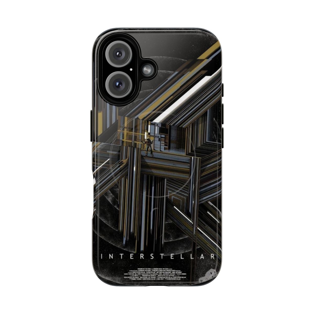 Interstellar-themed magnetic tough phone case with a tesseract design