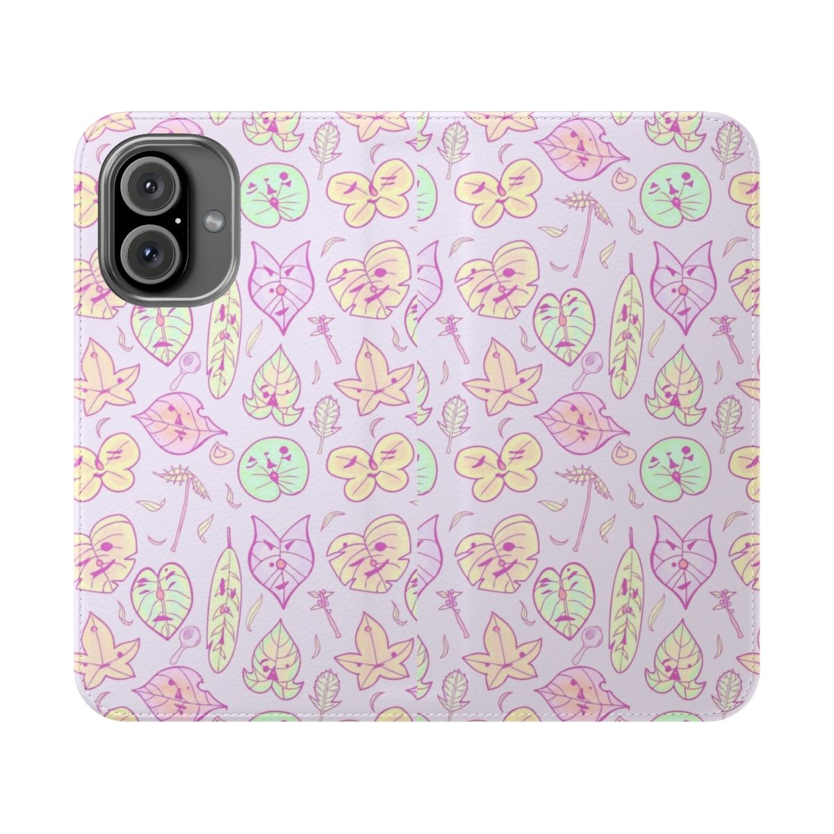 Pastel purple phone case featuring doodle illustrations of items and characters from The Legend of Zelda series.