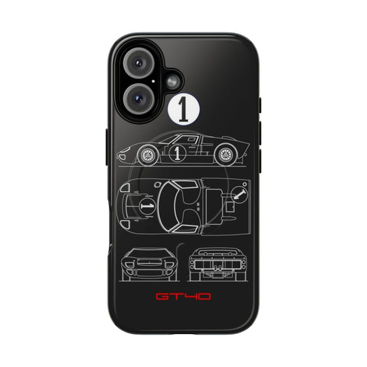 Sleek Black GT40-Inspired Magnetic Tough Phone Case