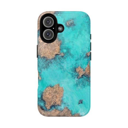 Manta ray-themed tough phone cases with magnetic closure and aerial photography designs