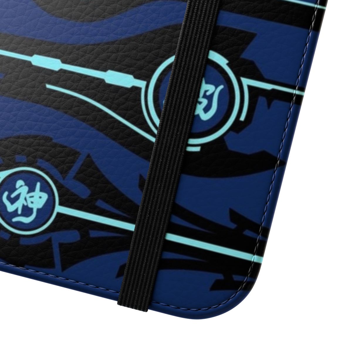 Futuristic sci-fi flip cover phone case with Xenoblade-inspired design - Close Up