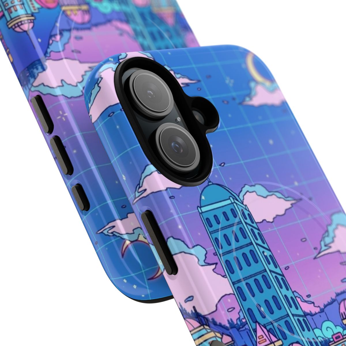 Lavender Town-inspired magnetic tough phone case with a retro, surreal design - Detail