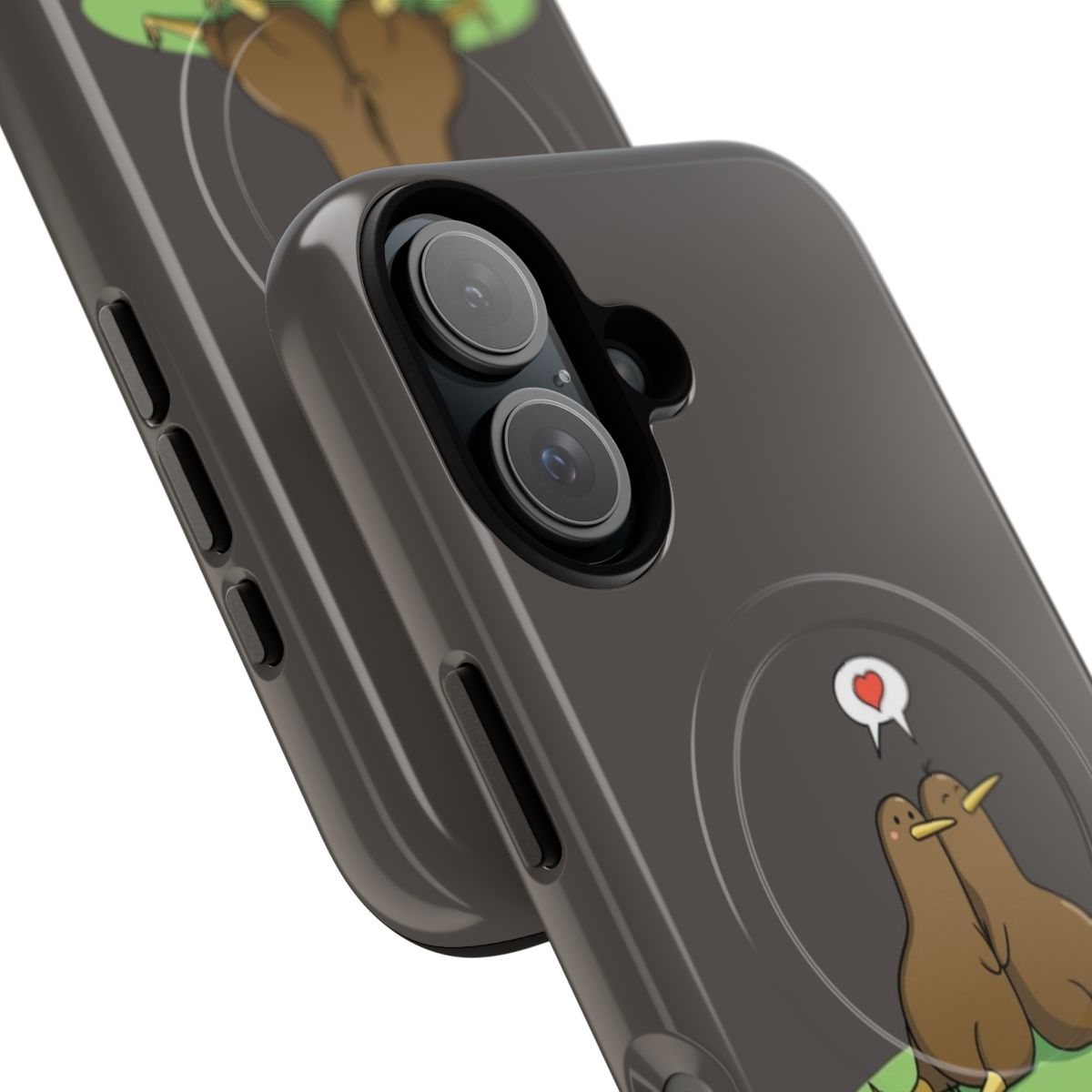 Magnetic tough phone case with a cute cartoon kiwi bird design - Detail