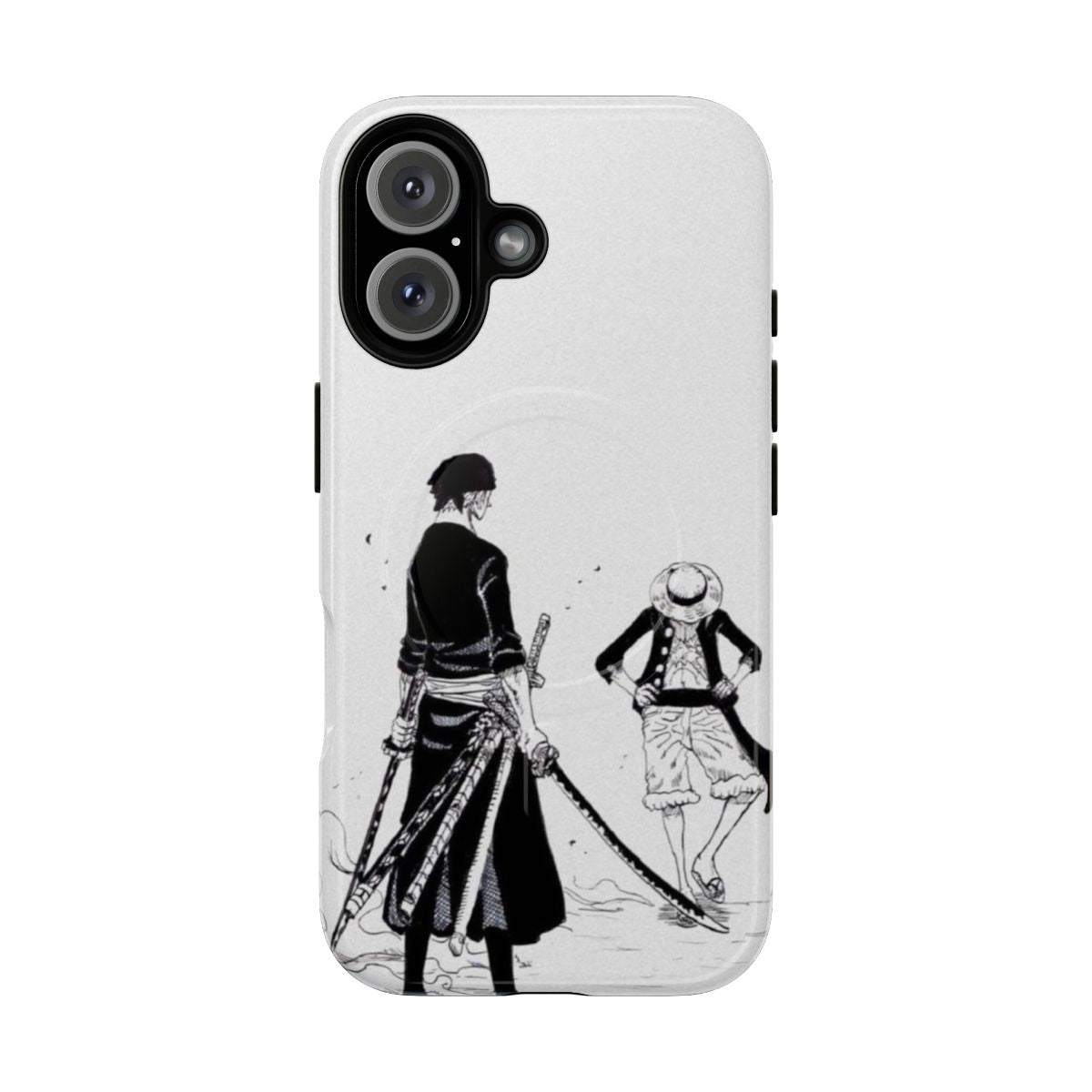 Anime-themed protective phone case featuring Luffy and Zoro from One Piece