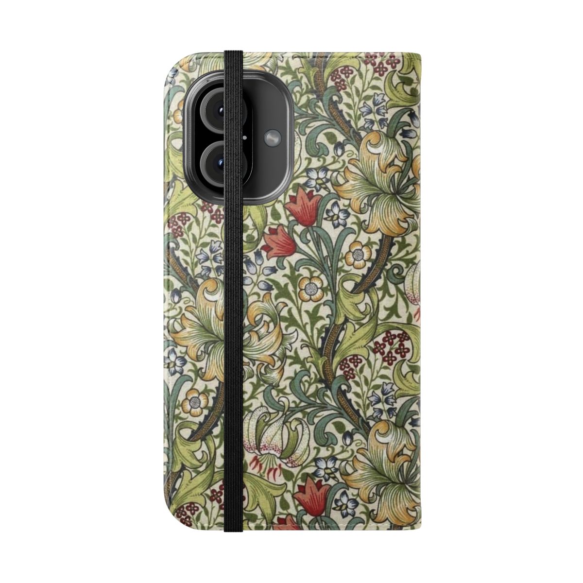 Vintage-inspired floral phone case with William Morris honeysuckle design - Folded Front