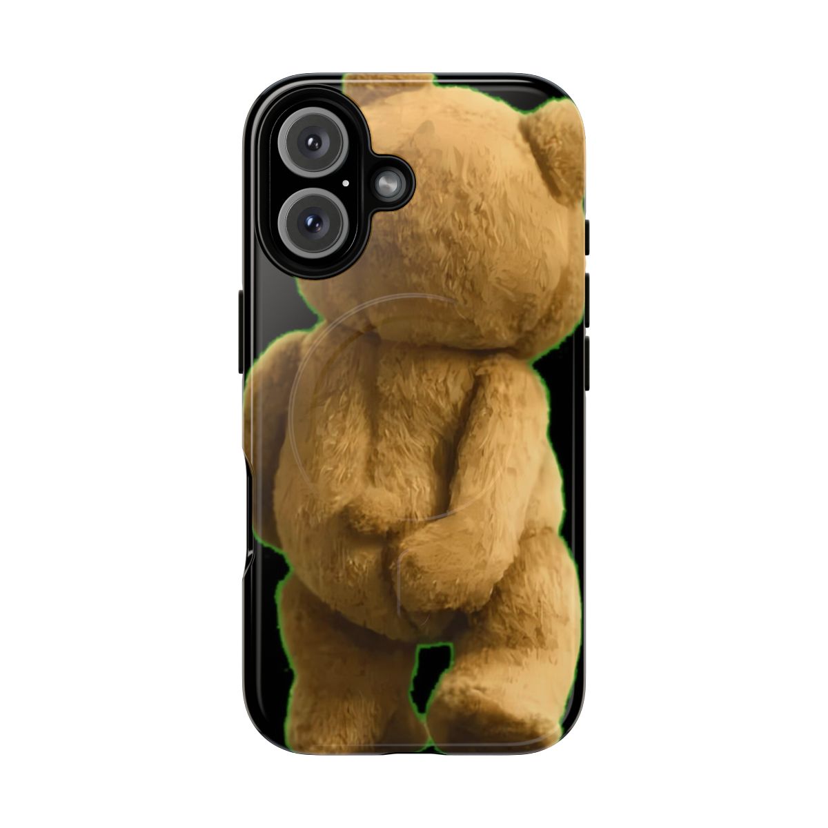 Magnetic tough phone case with a funny stuffed bear design