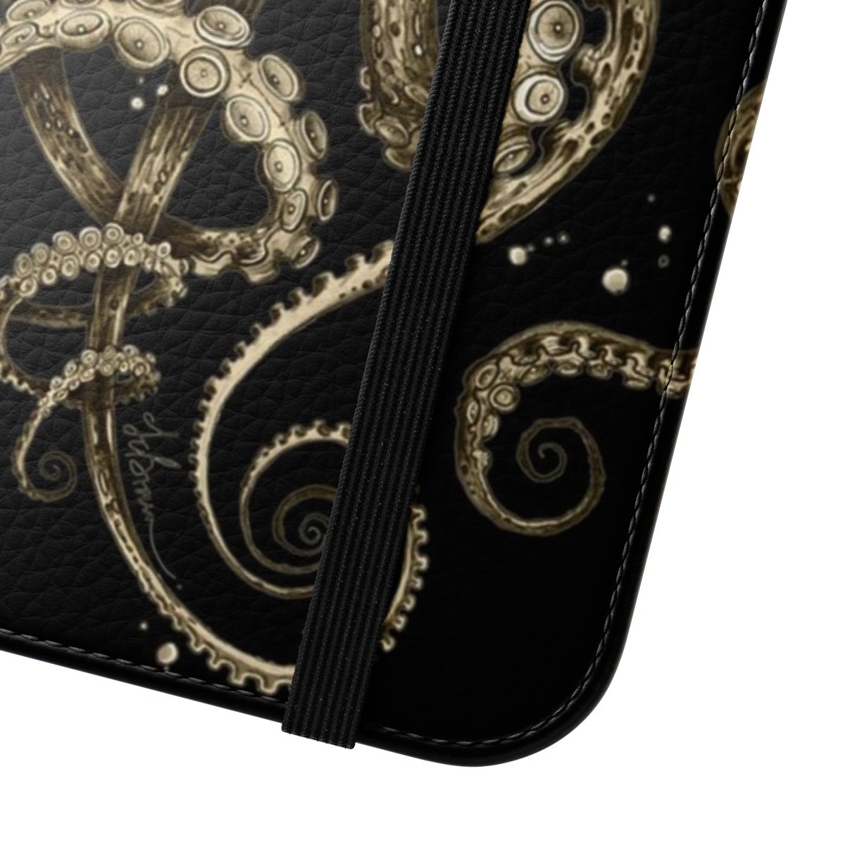 Octopus Sepia Psychedelic Flip Cover Phone Case - Close Up