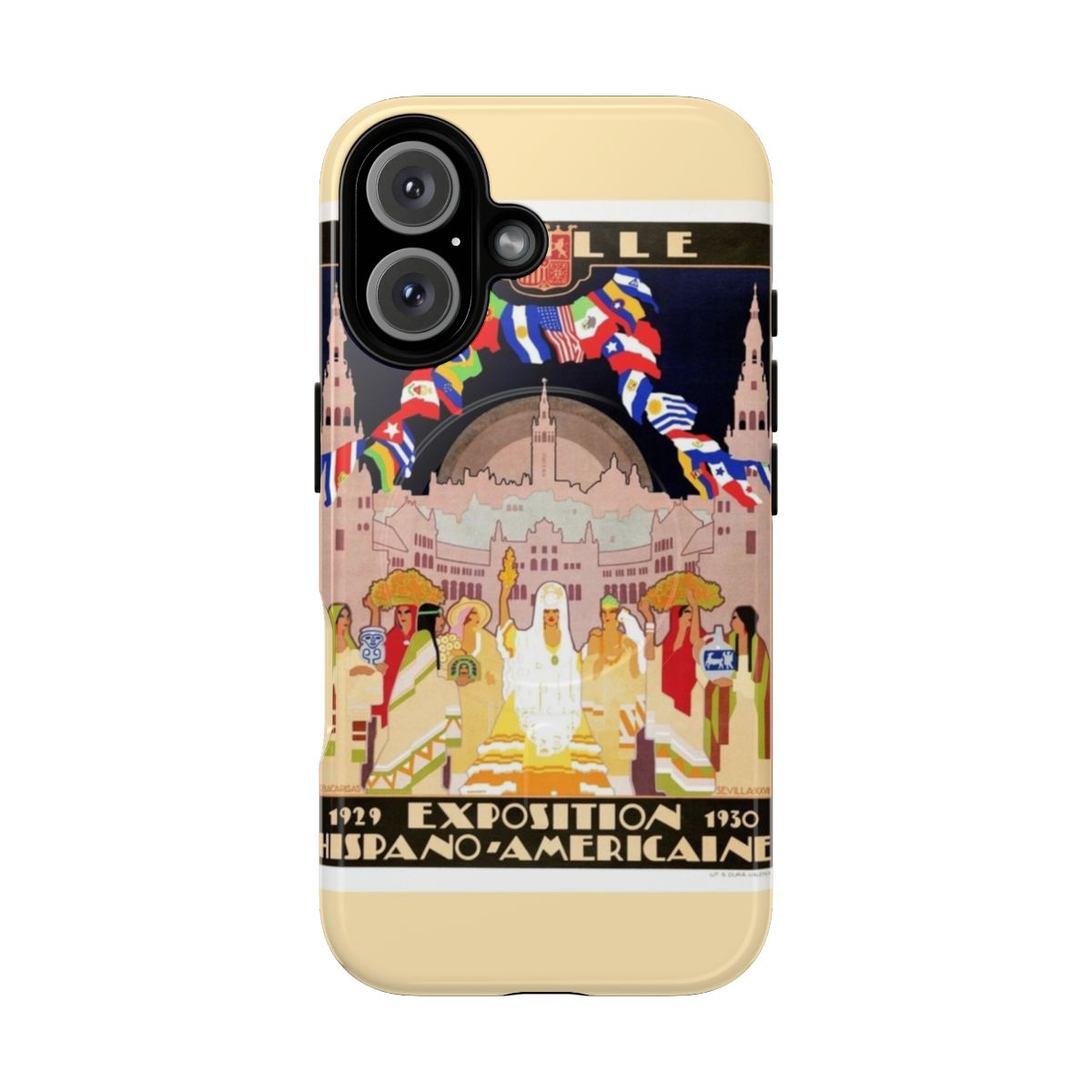 Vintage-inspired phone case featuring the Seville Sevilla Art Deco Hispano-American Expo 1929 design