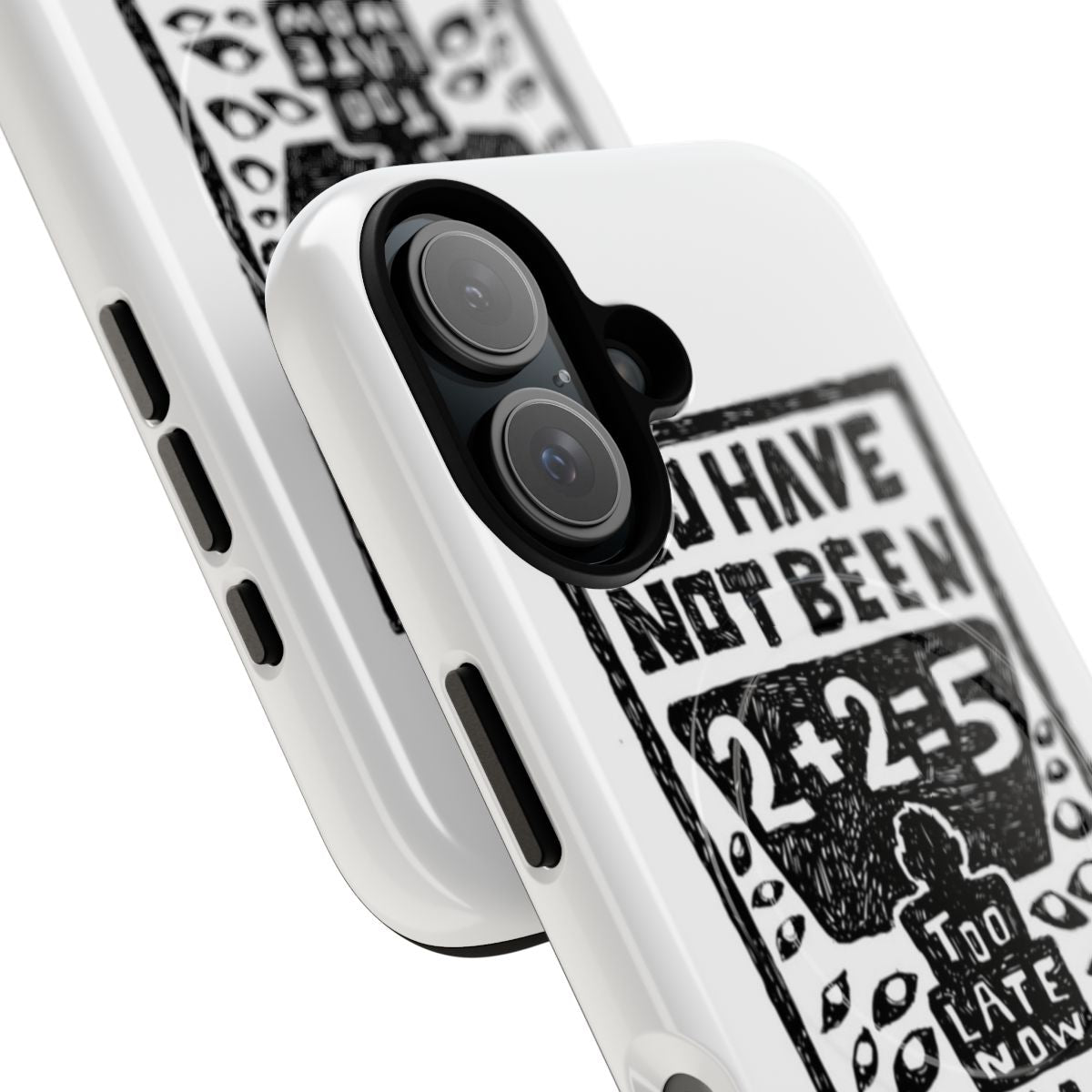 Radiohead-inspired phone case with 2+2=5 illustrated lyrics design - Detail