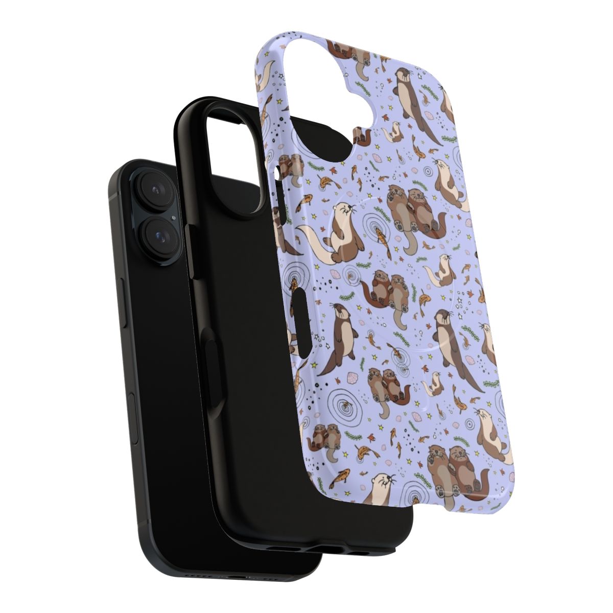 Magnetic tough phone case with purple and white otter design - Layers