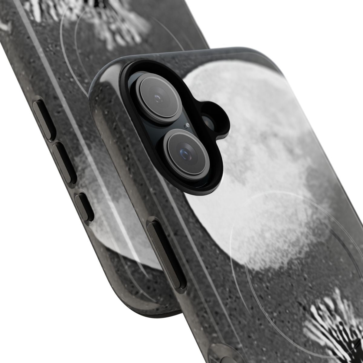 Black and white moon phone case with magnetic closure - Detail