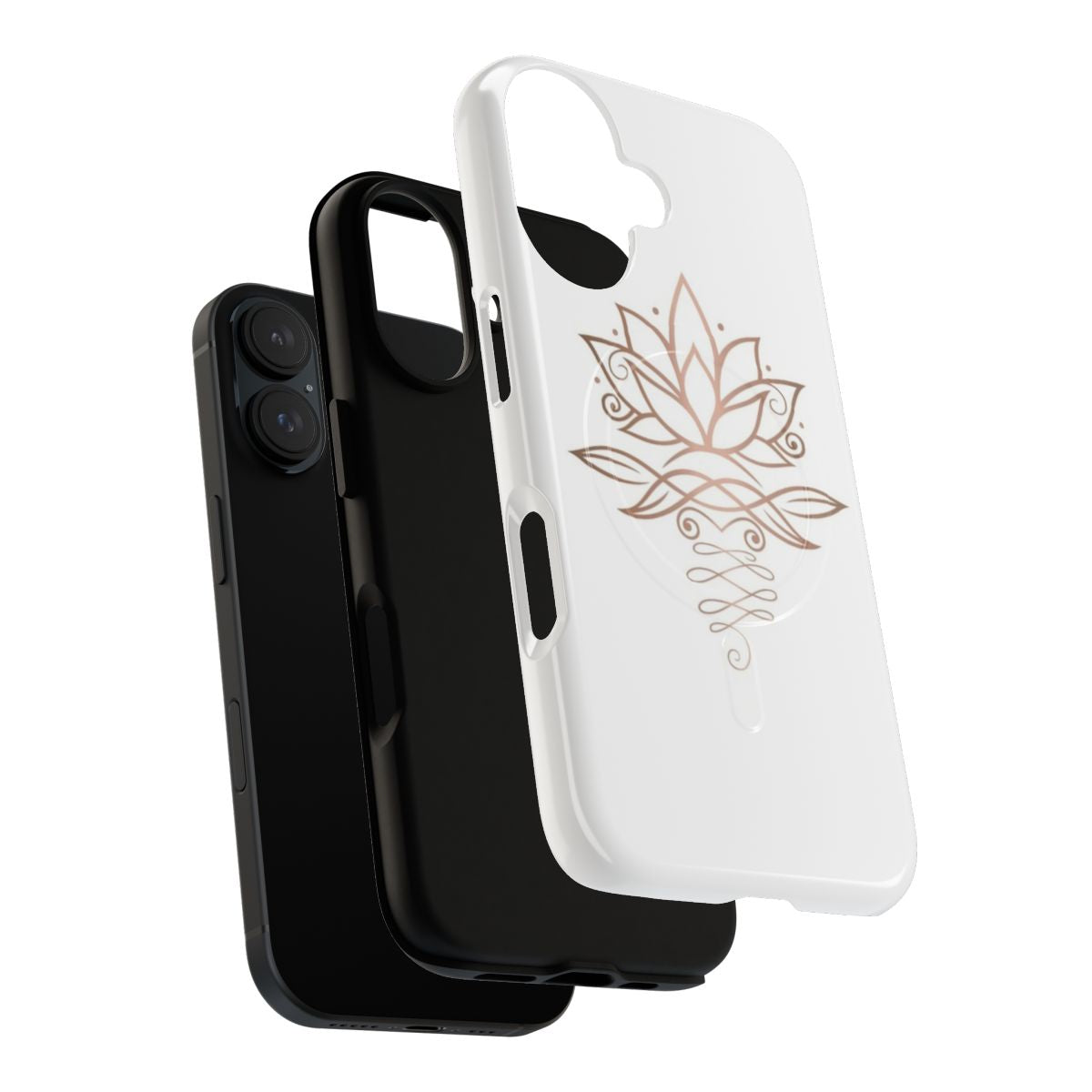 Vibrant lotus flower design on a rose gold magnetic tough phone case - Layers