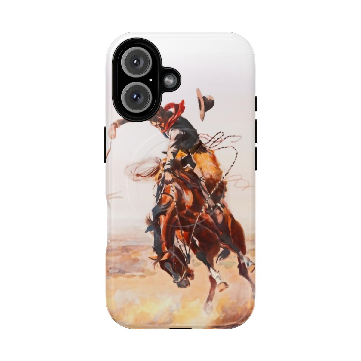 Magnetic tough phone case with vintage wild west-inspired design