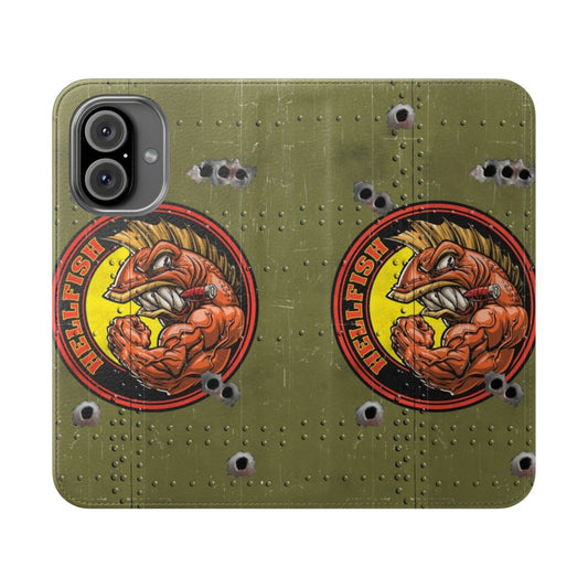 Flip cover phone case featuring the "The Flying Hellfish" design from the animated TV show.