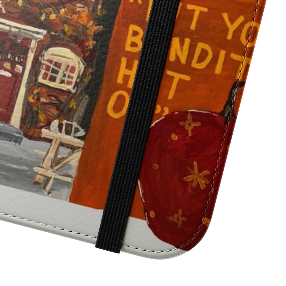 A vibrant orange phone case featuring the iconic Mr. Fox character from the Wes Anderson film "Fantastic Mr. Fox". - Close Up