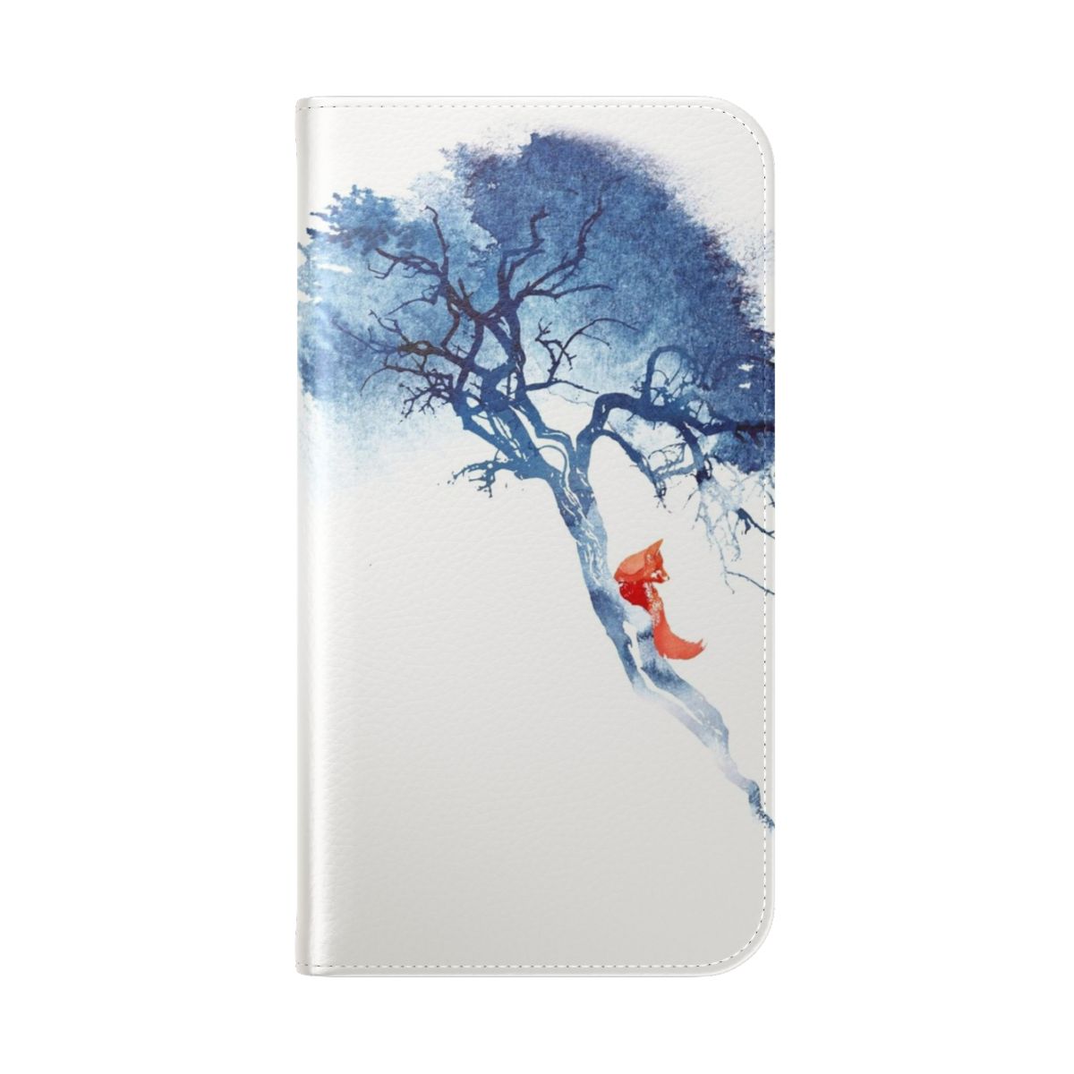 Watercolor painting of a fox in a forest on a flip cover phone case - Folded Back