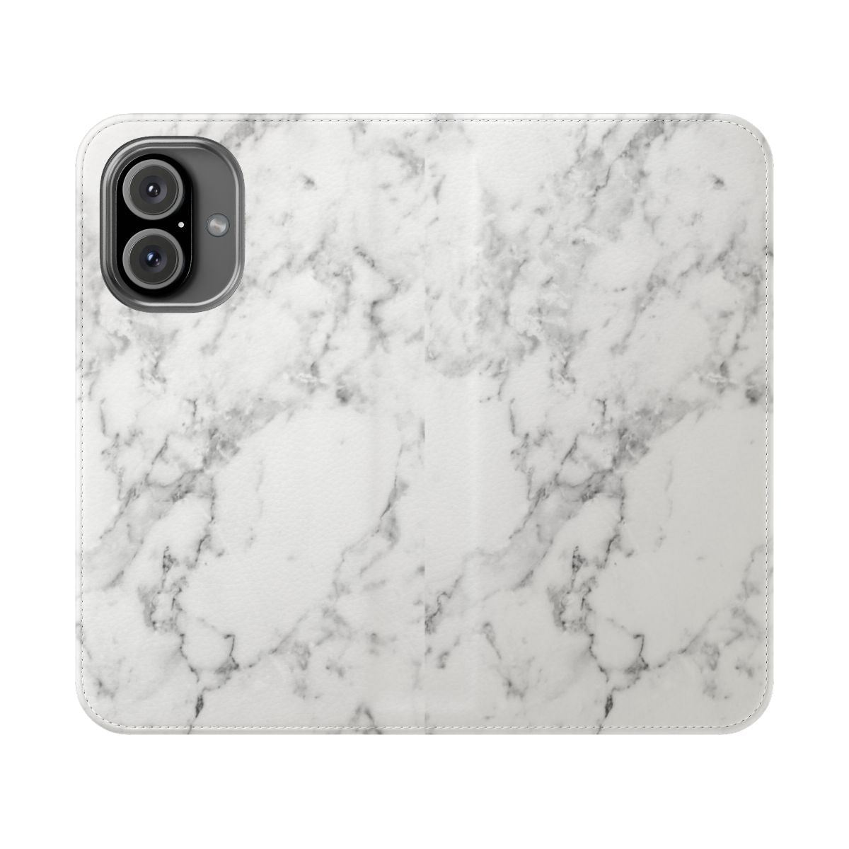 White marble print flip phone case