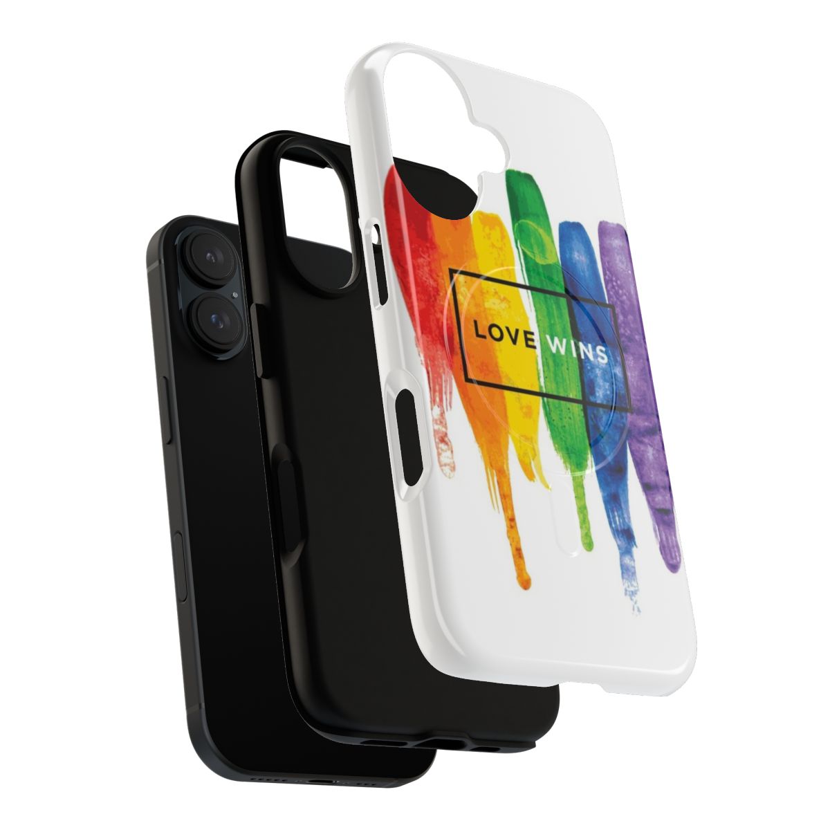 Vibrant LGBTQ pride rainbow watercolor design on a magnetic tough phone case - Layers