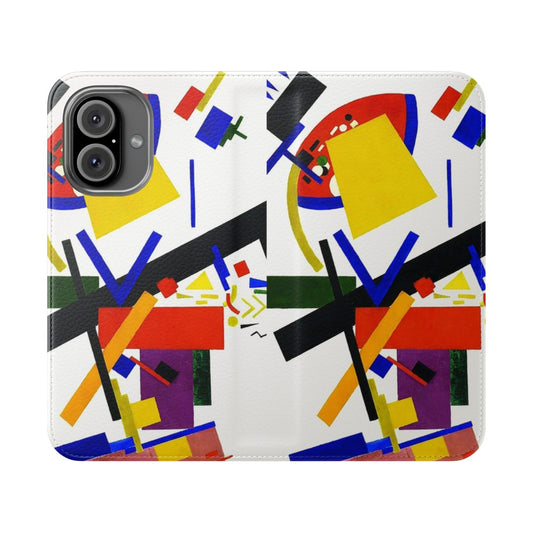 Vibrant abstract art phone case with Suprematist-style design