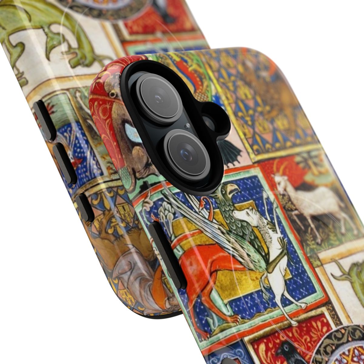 Magnetic phone case with illustrations of medieval beasts and fantastical creatures - Detail