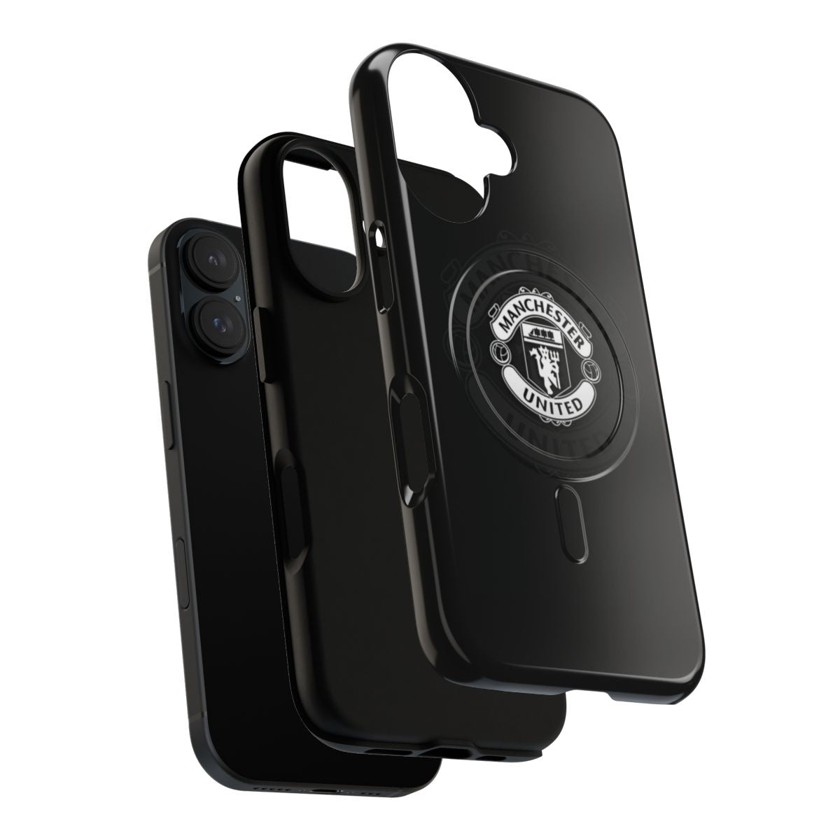 Durable black phone case with magnetic closure for Manchester fans - Layers