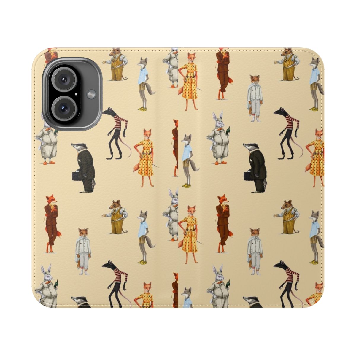 Flip phone case with sticker pack featuring Fantastic Mr. Fox and Mrs. Fox