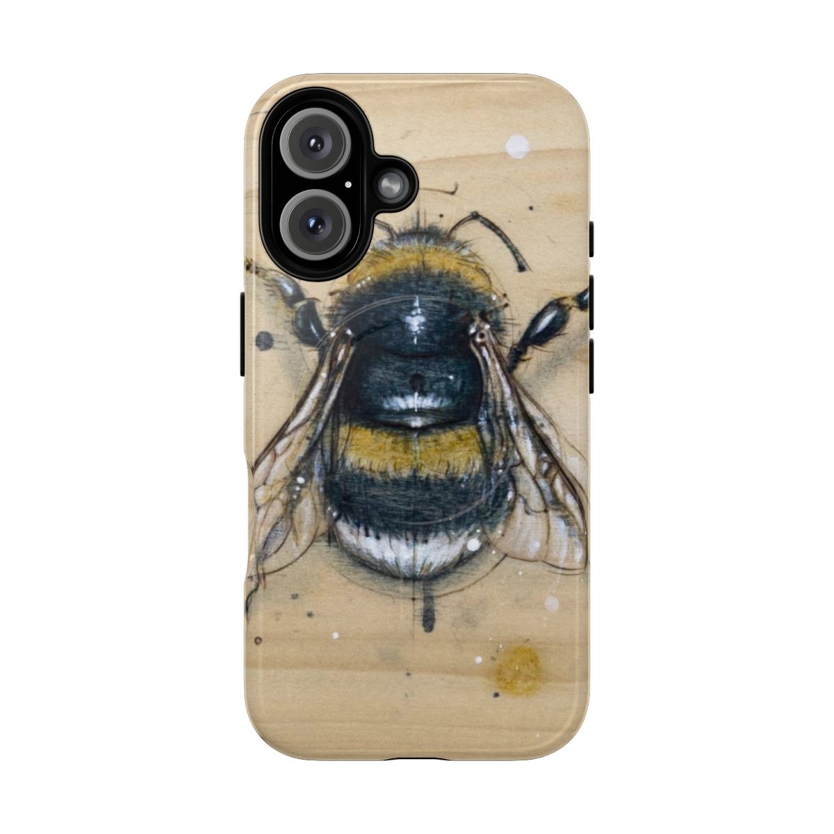 Handmade magnetic protective phone case with a nature-inspired bee design