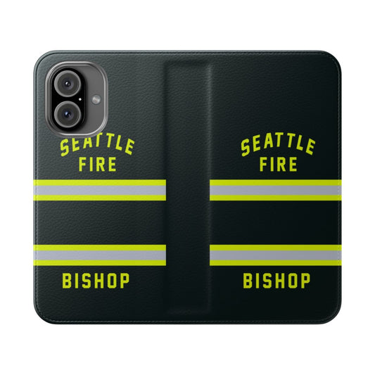 Flip cover phone case featuring a custom design inspired by Maya Bishop, a character from the TV series Station 19.