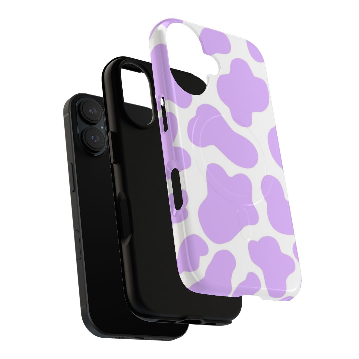 Purple and white cow print pattern magnetic protective phone case - Layers