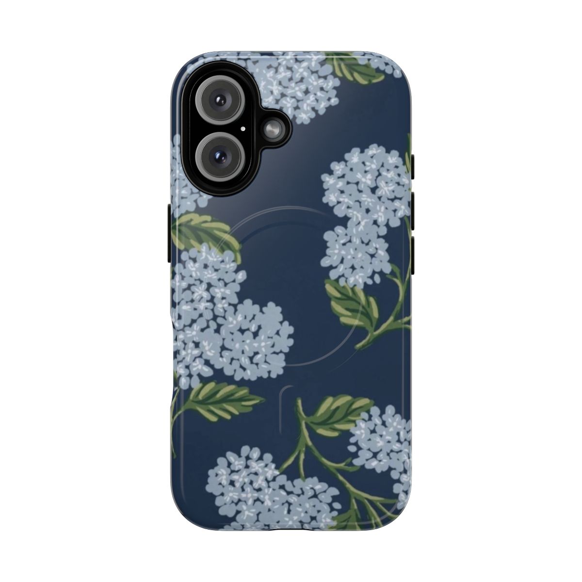 Hydrangea-patterned magnetic tough phone case