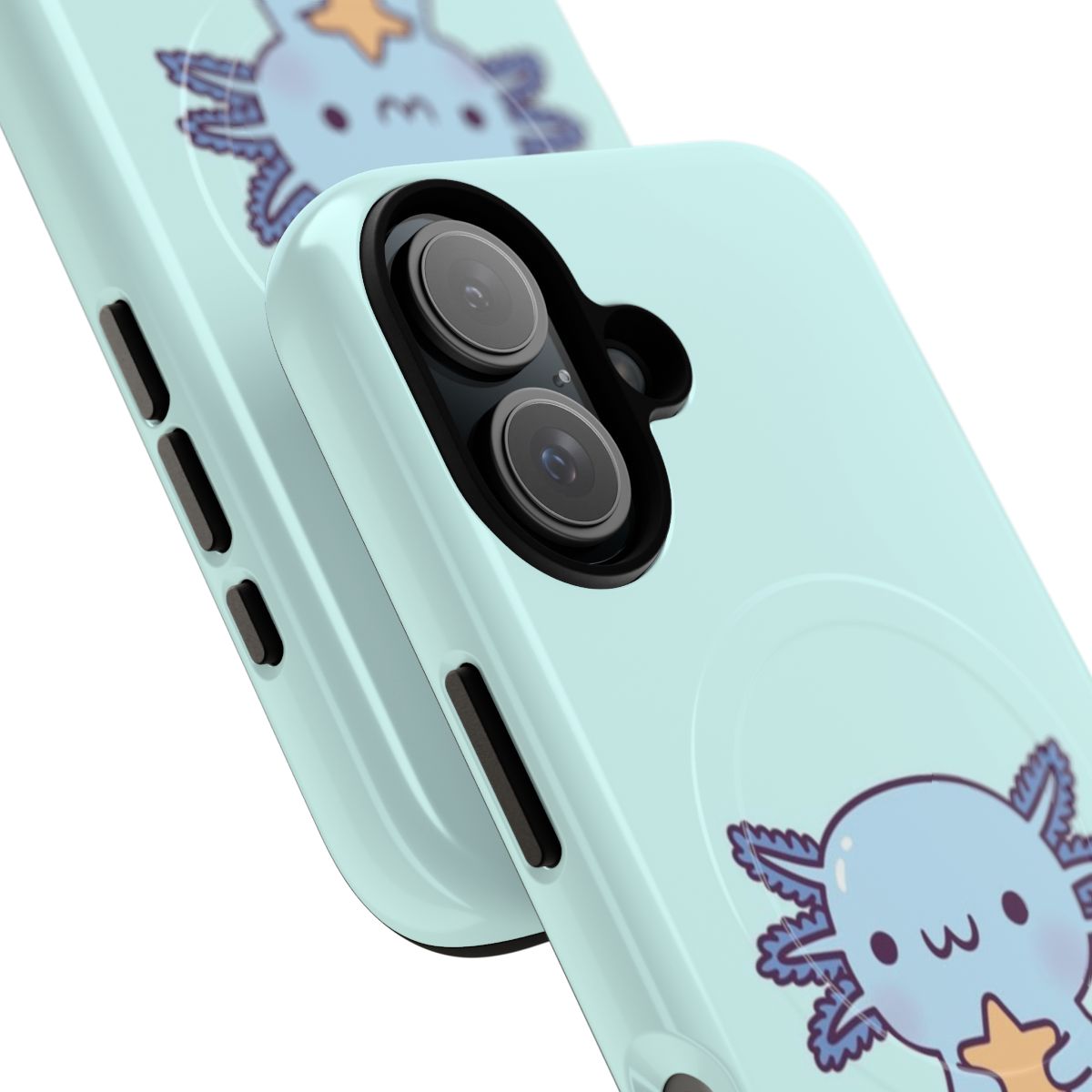 Adorable blue axolotl holding a star on a magnetic tough phone case - Detail