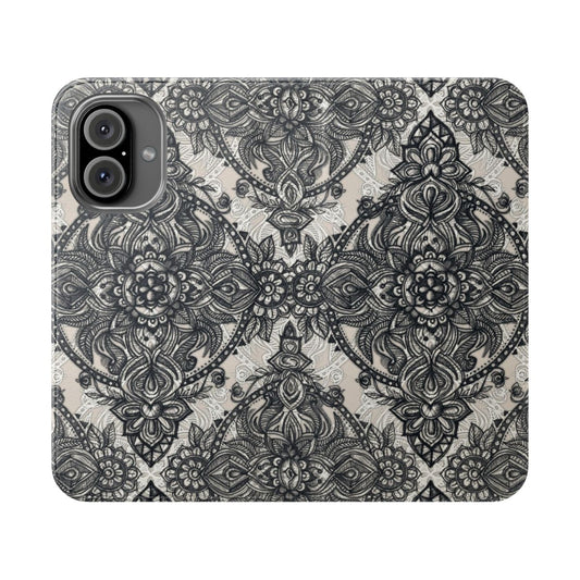 Charcoal Lace Pencil Doodle Boho Pattern Phone Case