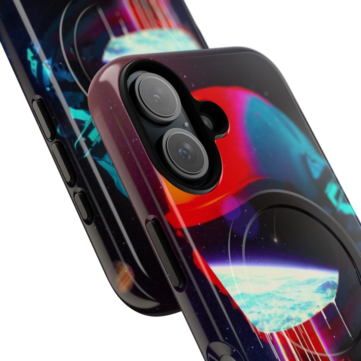 Artistic magnetic tough phone case with cosmic, space-inspired design - Detail