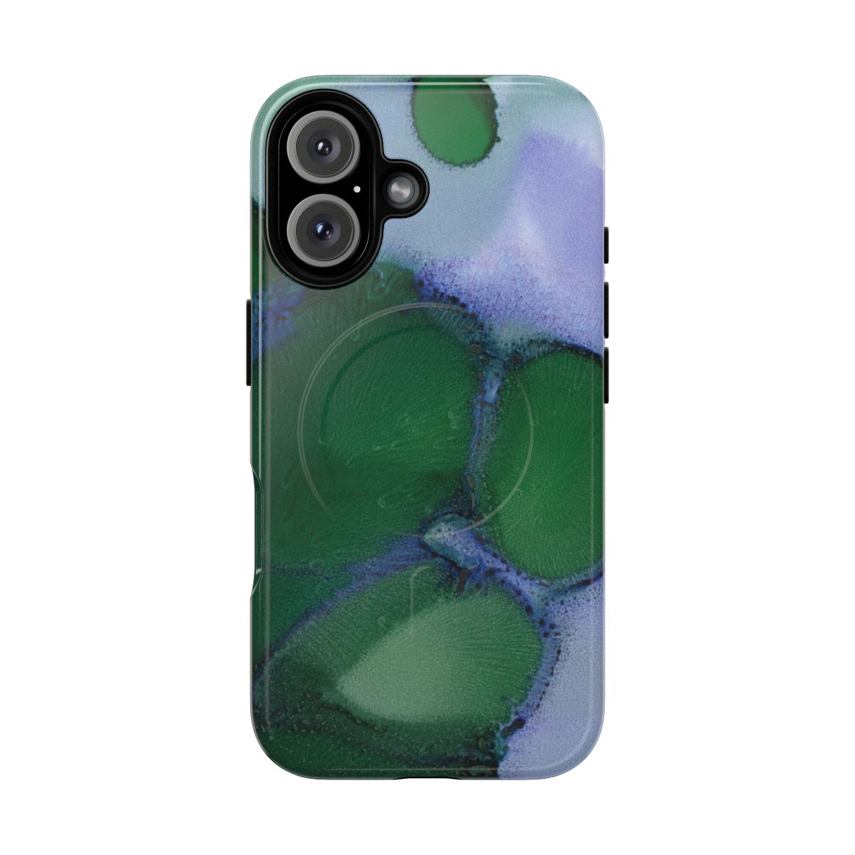 Artistic green abstract phone case with magnetic protection