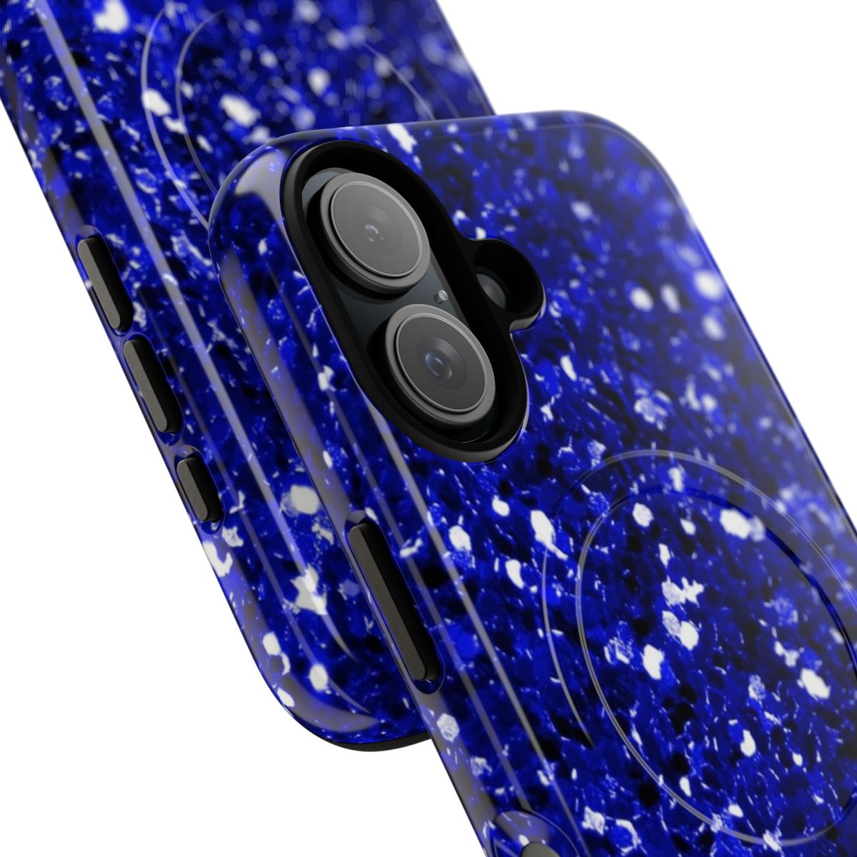 Royal blue glitter confetti phone case with a magnetic tough design - Detail