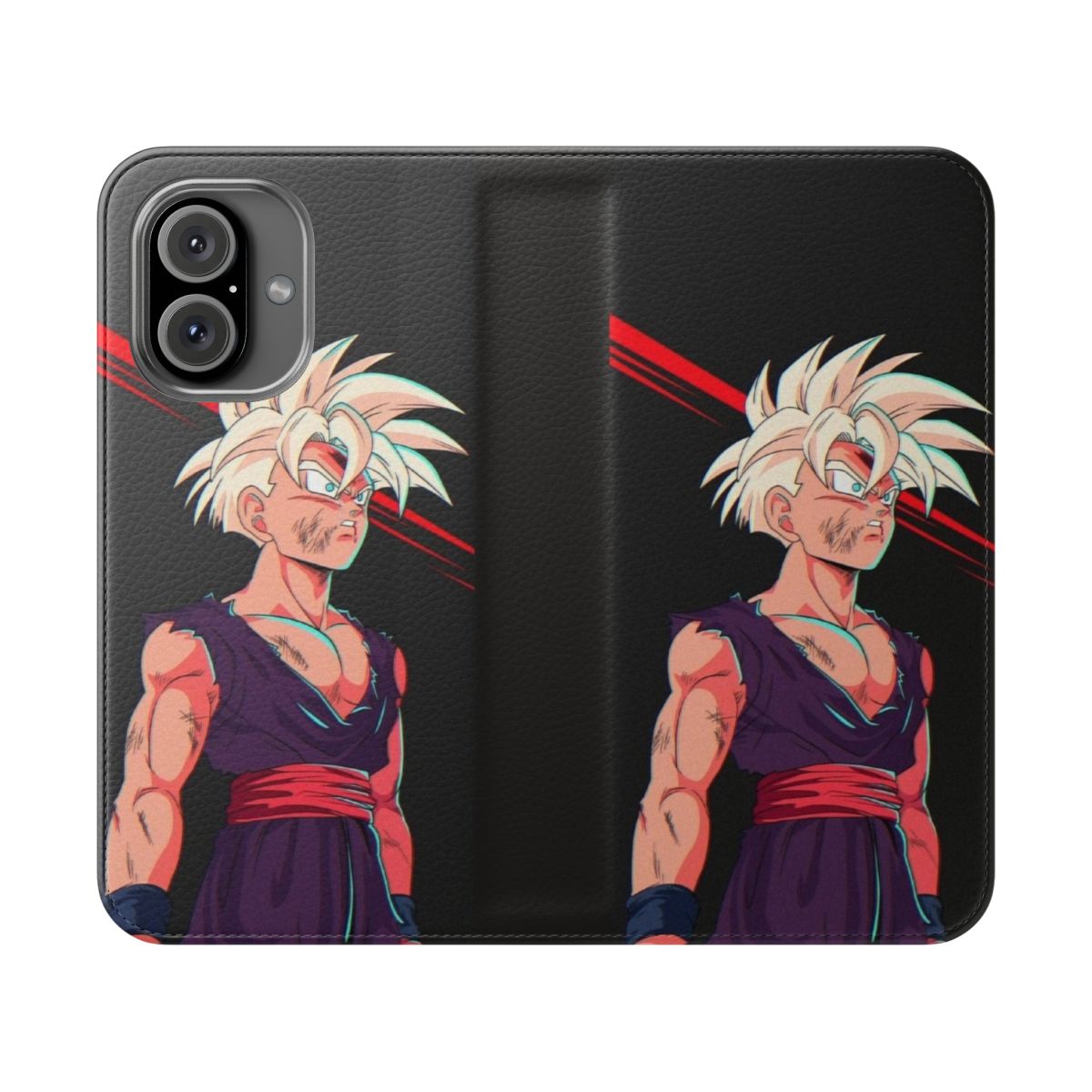 Anime-style image of Gohan in super saiyan form on a smartphone flip cover case