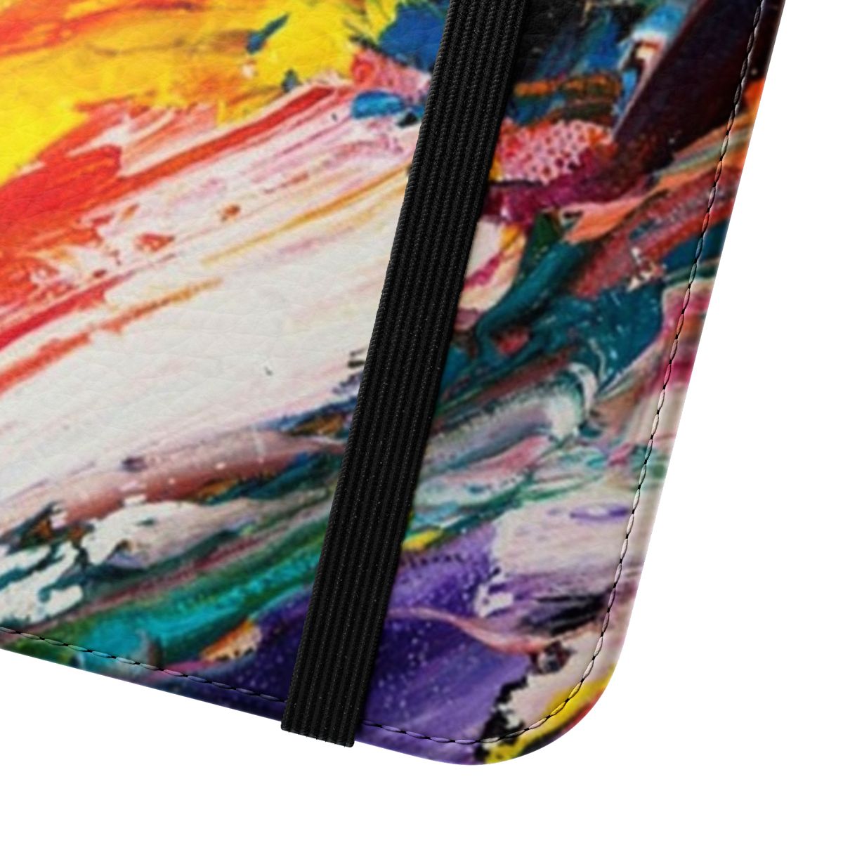 Colorful abstract art phone case with oil paint-style brush strokes - Close Up