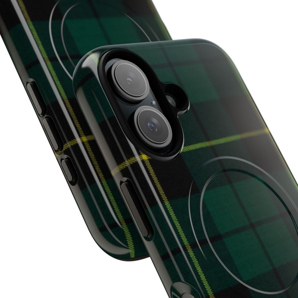 Magnetic phone case with a vibrant Scottish tartan pattern design - Detail