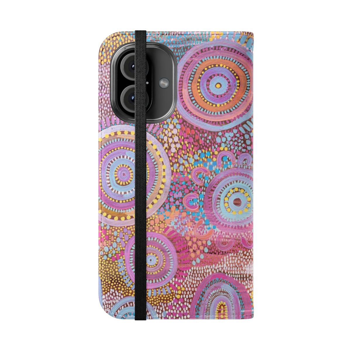 Seashell-patterned flip cover phone case - Folded Front