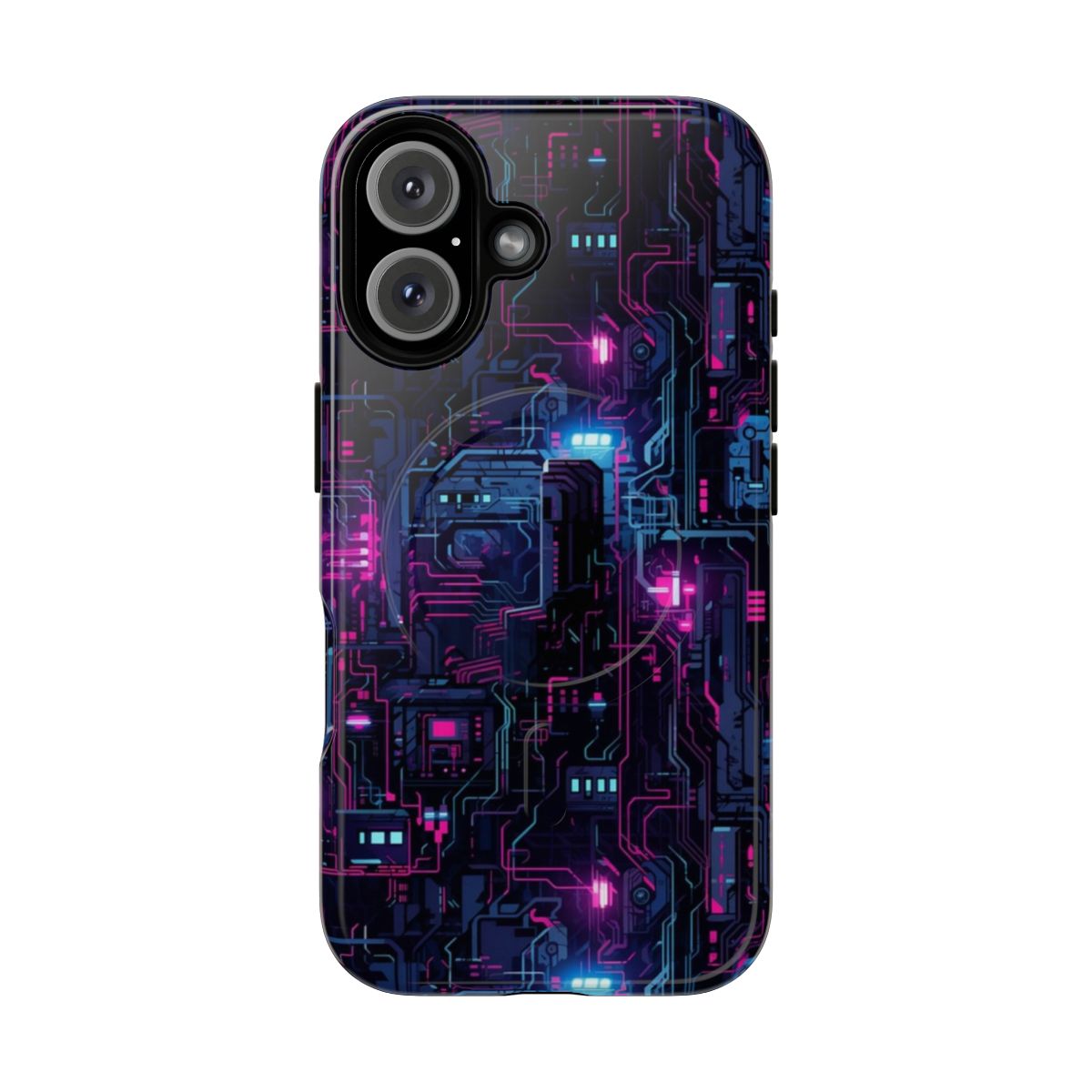 Cyberpunk-inspired phone case with futuristic design