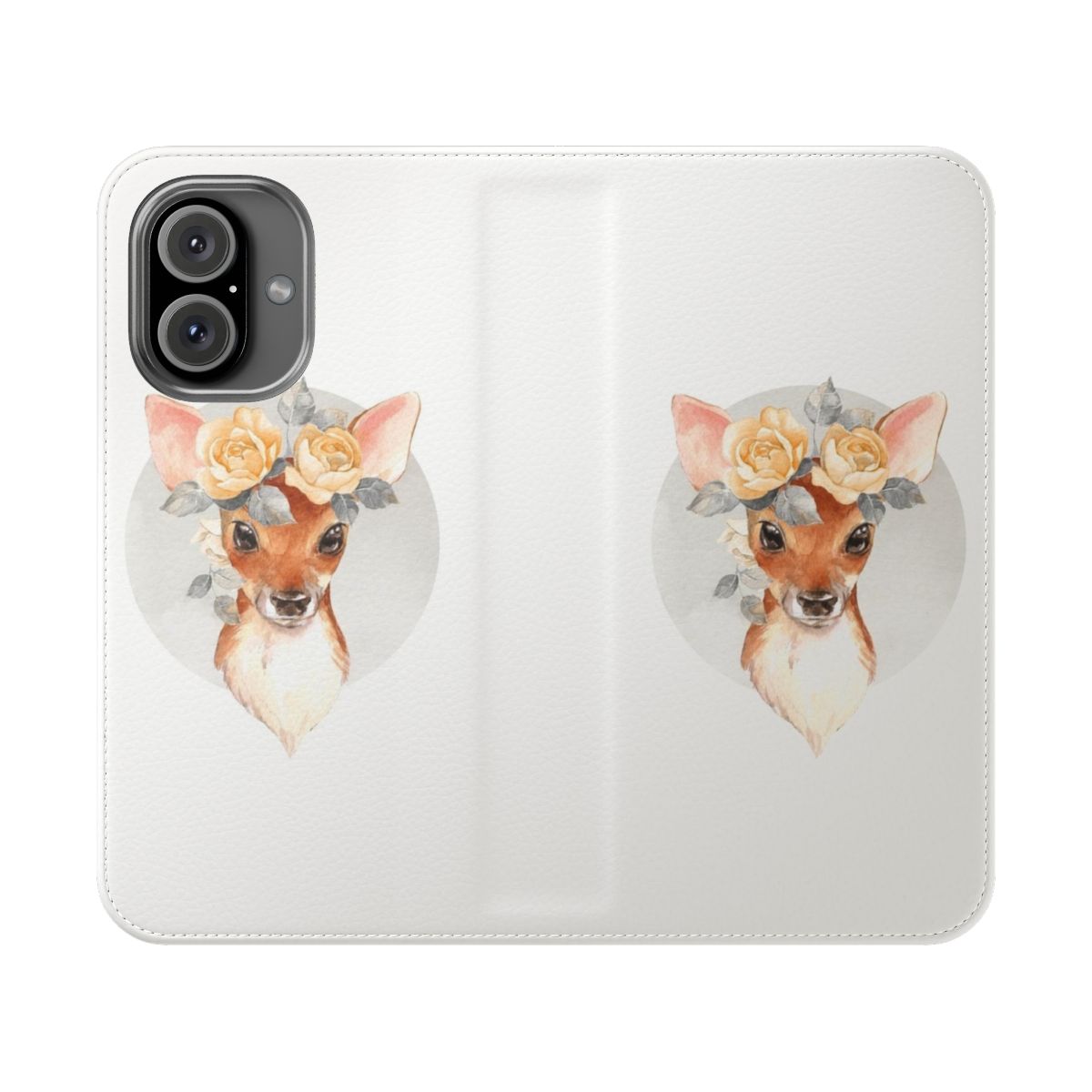 Fawn with yellow roses hand-painted on a phone case