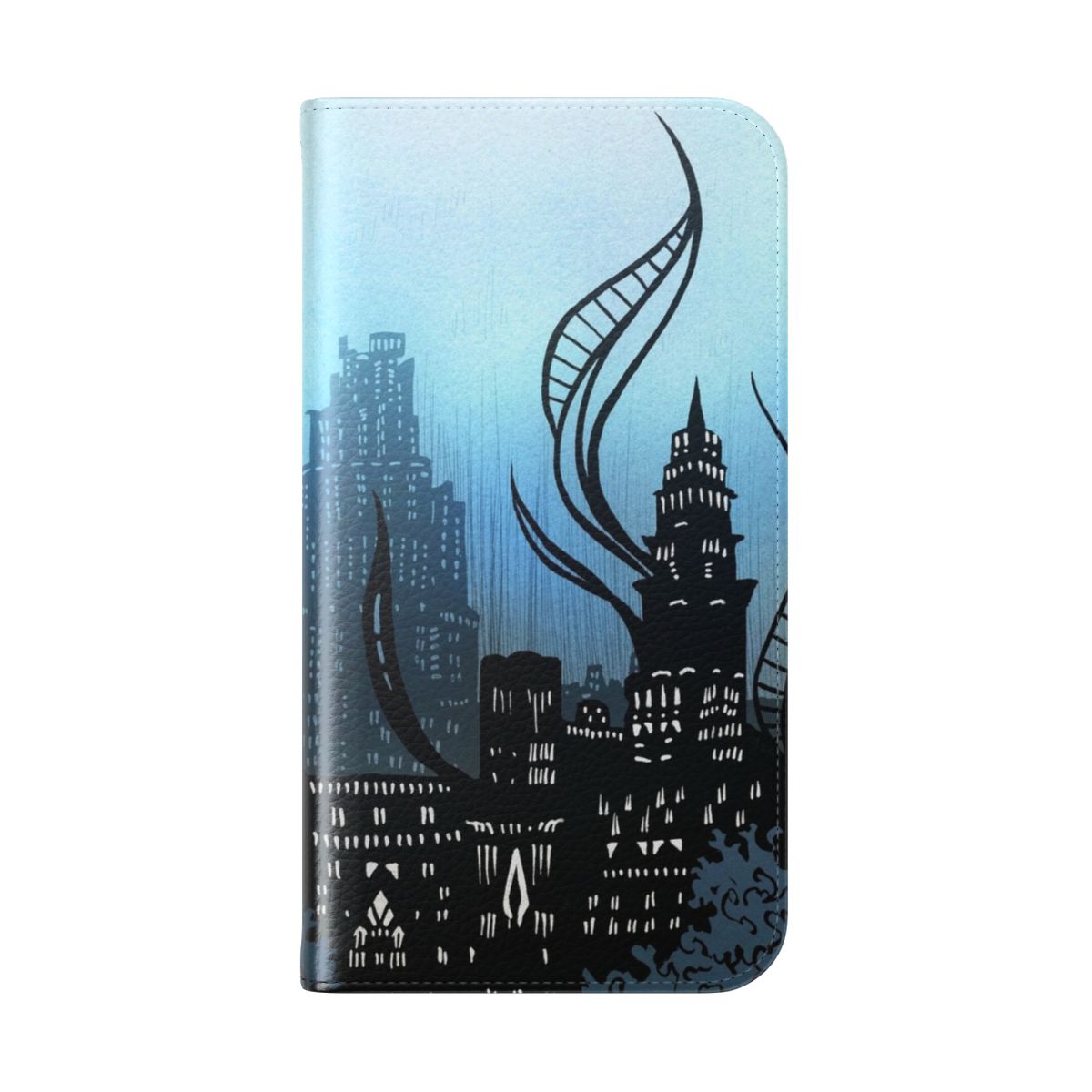 Amaurot-inspired flip cover phone case featuring artwork from Final Fantasy XIV: Shadowbringers - Folded Back