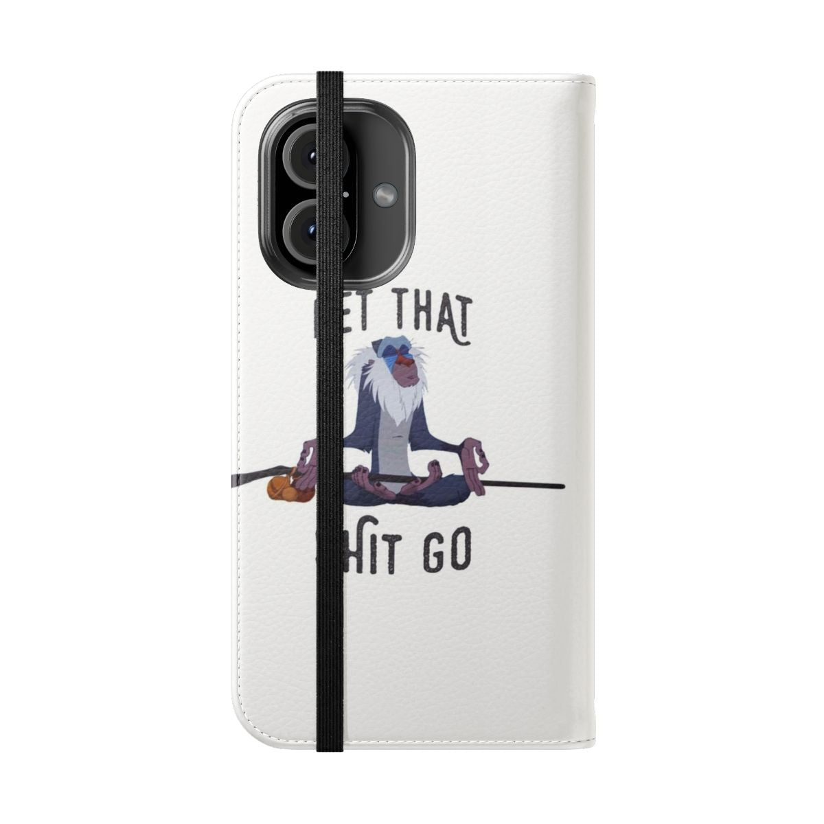 Flip cover phone case with inspirational "Let that shit go" design - Folded Front