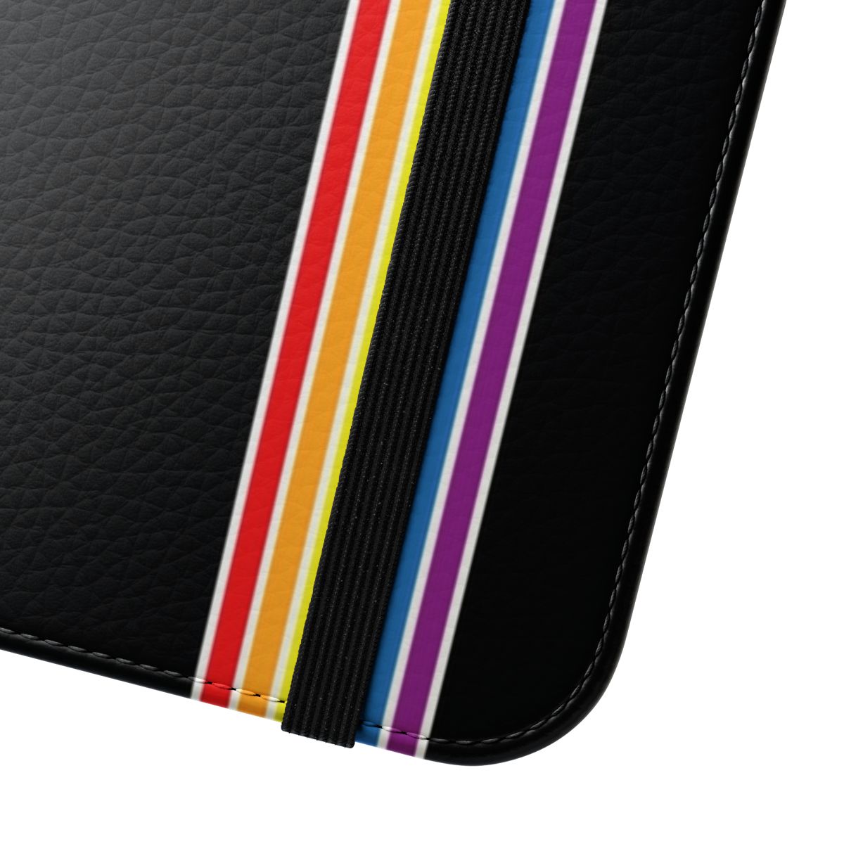 Vibrant rainbow-colored pride flag phone case - Close Up