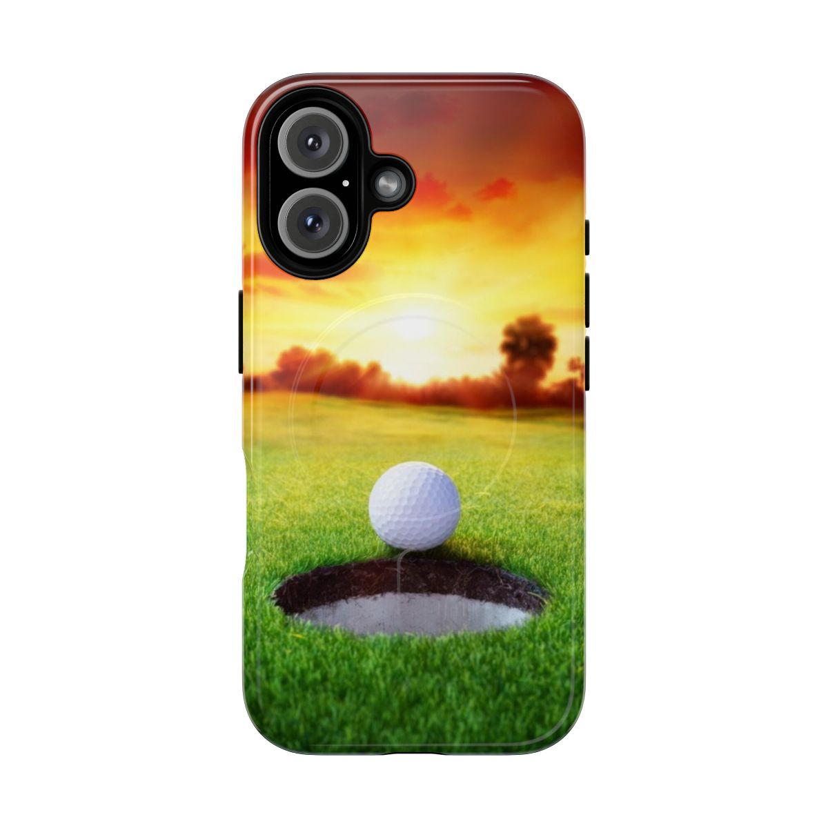 Sunset golf scene printed on a durable magnetic phone case