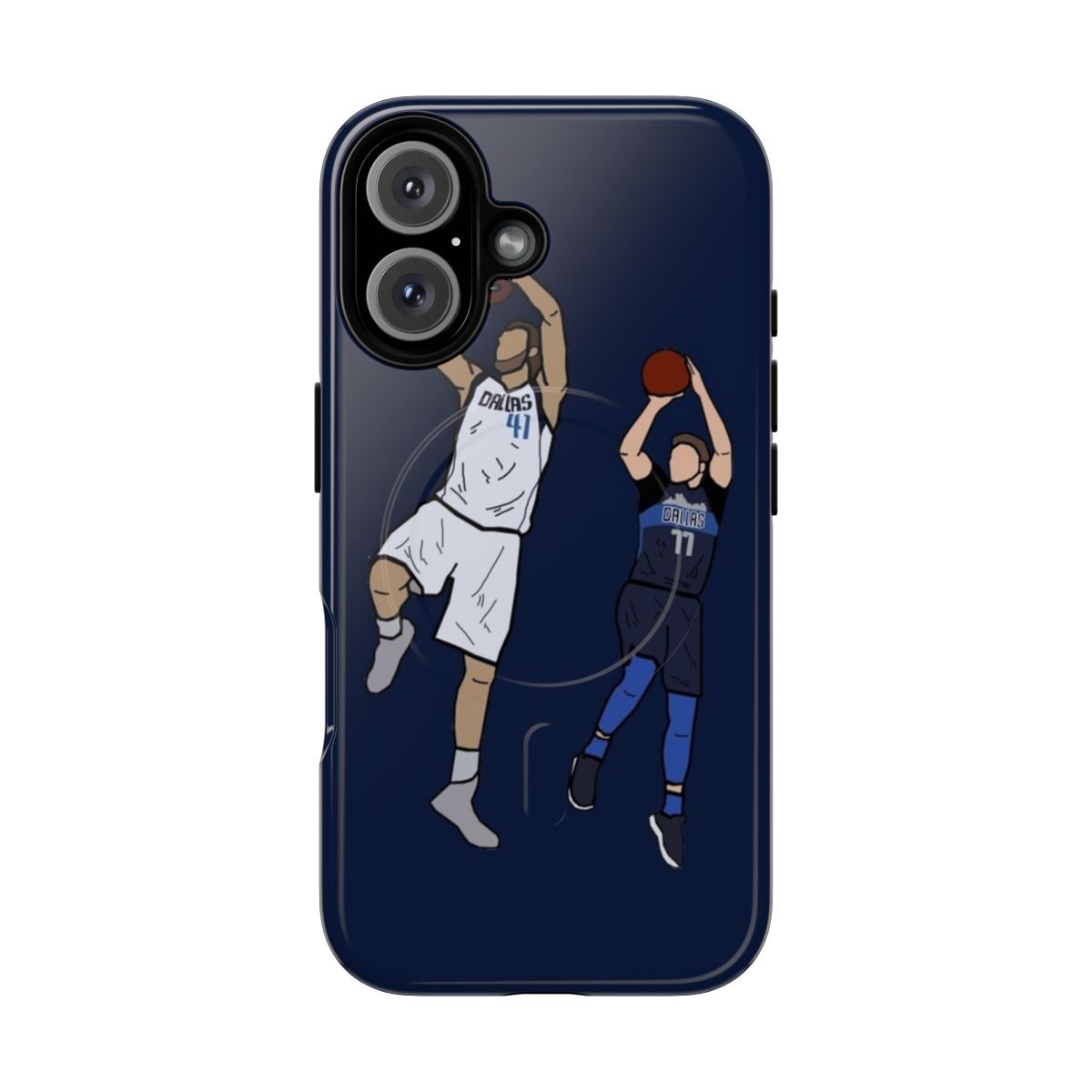 Magnetic tough phone case featuring European basketball team colors and logos