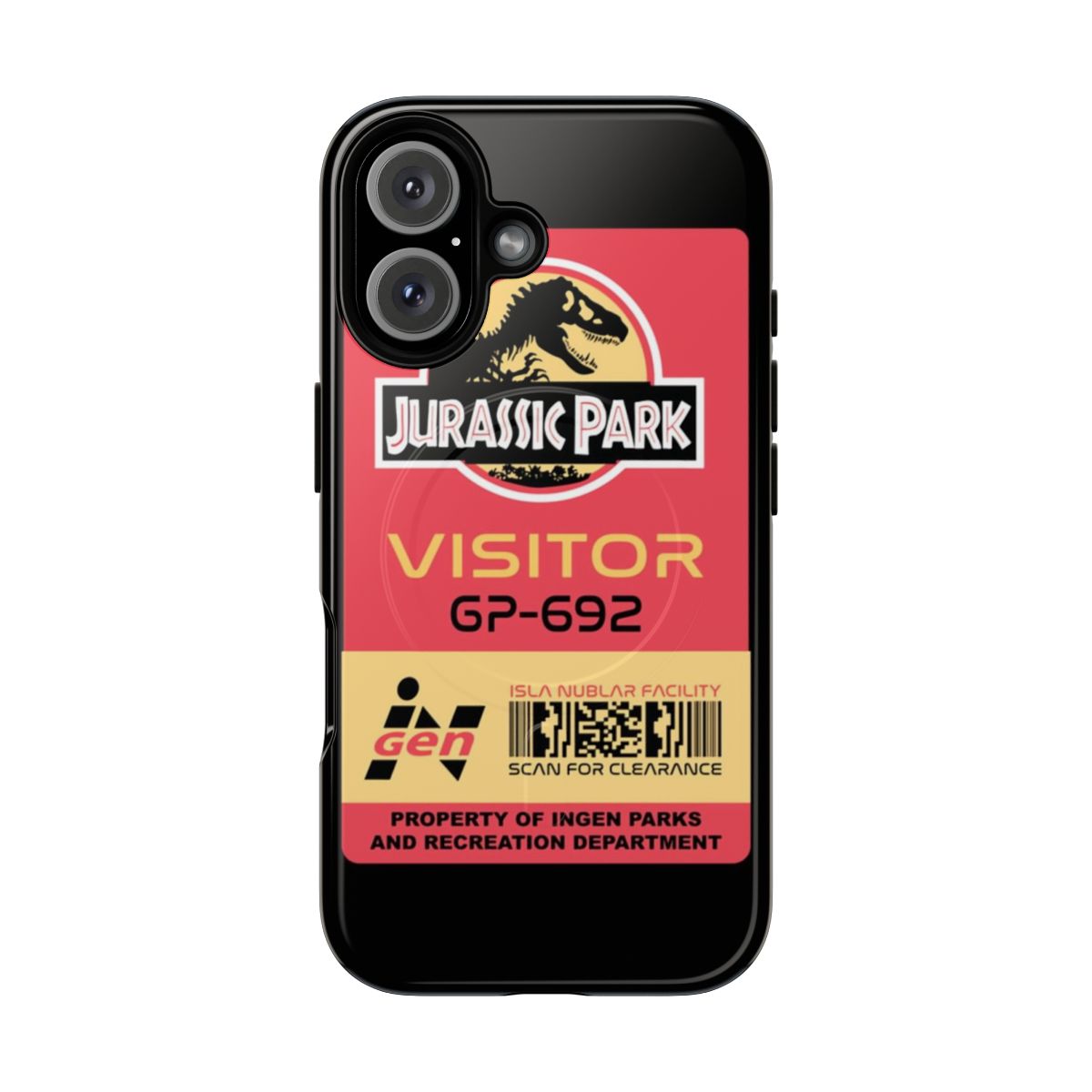 Vintage-style phone case with Jurassic World-inspired dinosaur design