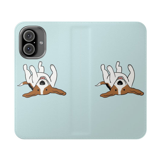 Cheerful beagle dog cartoon design on a flip phone case