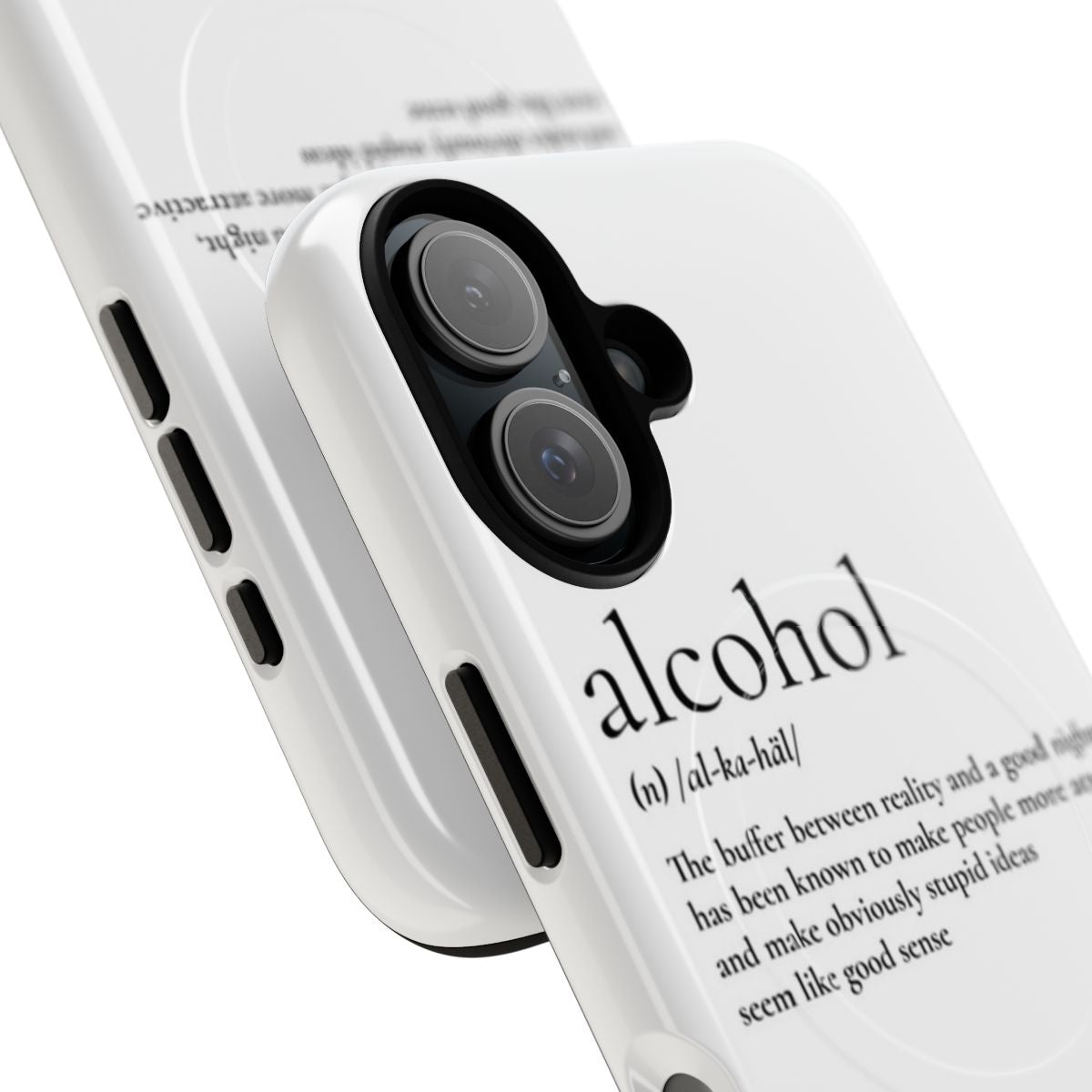 Durable and humorous magnetic phone case with alcohol-related word definition - Detail